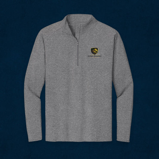 Embroidered Lion Crest Quarter-Zip Pullover — Men's Performance Top