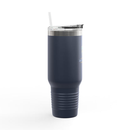 40oz Insulated Travel Mug with Handle — Red Stainless Steel Tumbler, Travel Coffee Cup