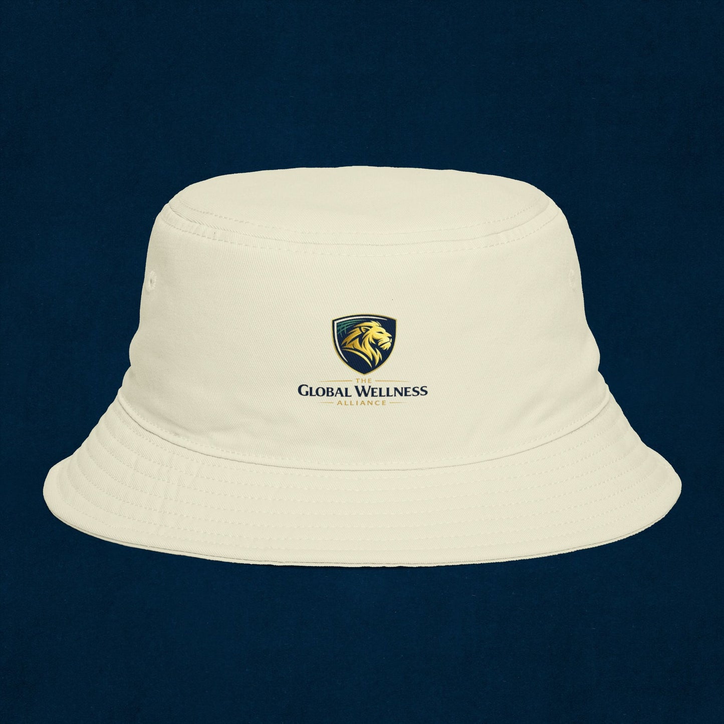 Brown Bucket Hat with Gold Crest Logo — Global Wellness Academy Embroidered Sun Hat