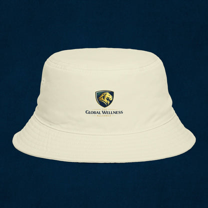 Brown Bucket Hat with Gold Crest Logo — Global Wellness Academy Embroidered Sun Hat