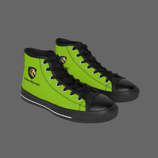 High-Top Sneakers — Global Wellness Logo Lime Green