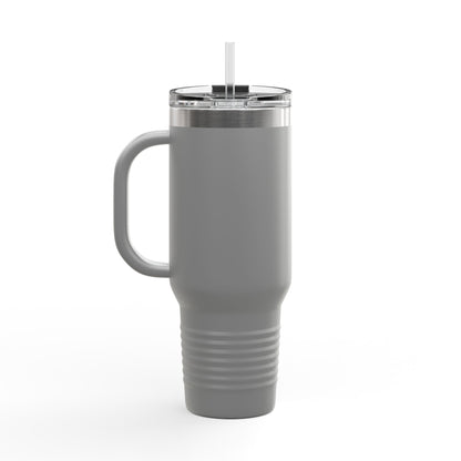 40oz Insulated Travel Mug with Handle — Red Stainless Steel Tumbler, Travel Coffee Cup